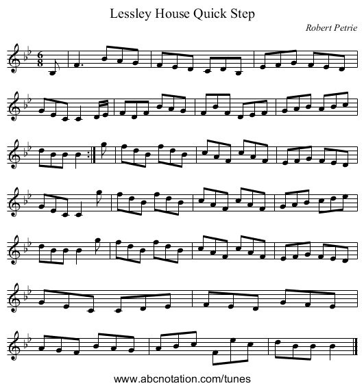 Lessley House Quick Step - staff notation