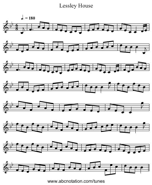 Lessley House - staff notation