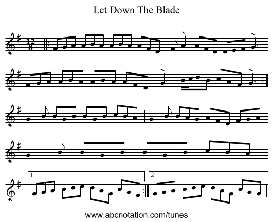 Let Down The Blade - staff notation