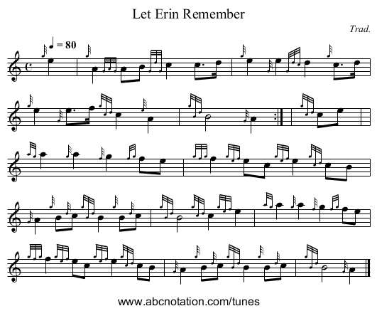 Let Erin Remember - staff notation