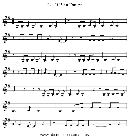 Let It Be a Dance - staff notation