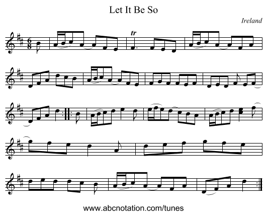 Let It Be So - staff notation