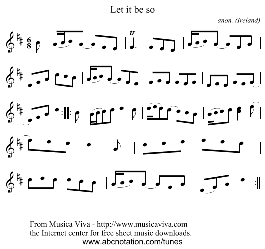 Let it be so - staff notation