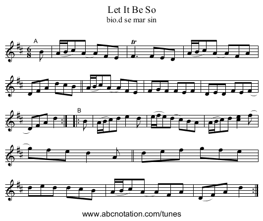 Let It Be So - staff notation