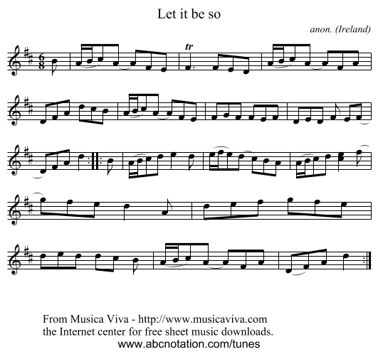 Let it be so - staff notation