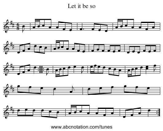 Let it be so - staff notation