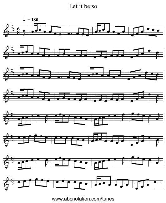 Let it be so - staff notation