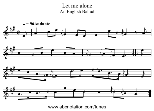 Let me alone - staff notation