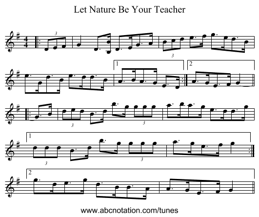 Let Nature Be Your Teacher - staff notation
