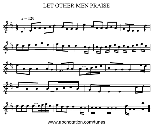 LET OTHER MEN PRAISE - staff notation