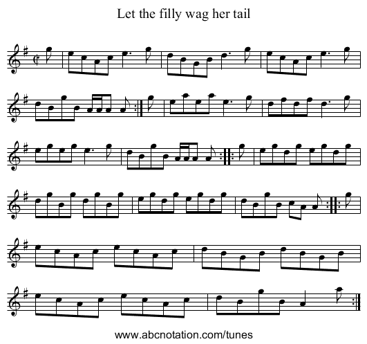 Let the filly wag her tail - staff notation