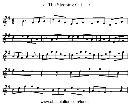 Let The Sleeping Cat Lie - staff notation