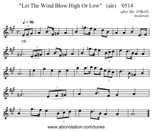 Let The Wind Blow High Or Low   (air)    0514 - staff notation