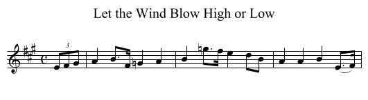 Let the Wind Blow High or Low - staff notation