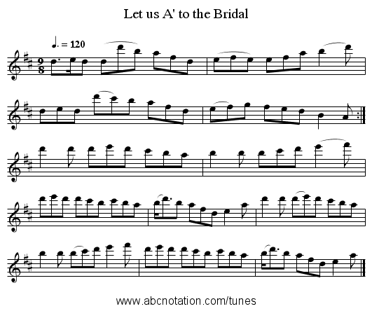 Let us A' to the Bridal - staff notation