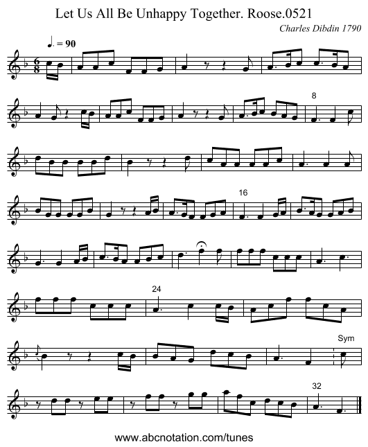 Let Us All Be Unhappy Together. Roose.0521 - staff notation