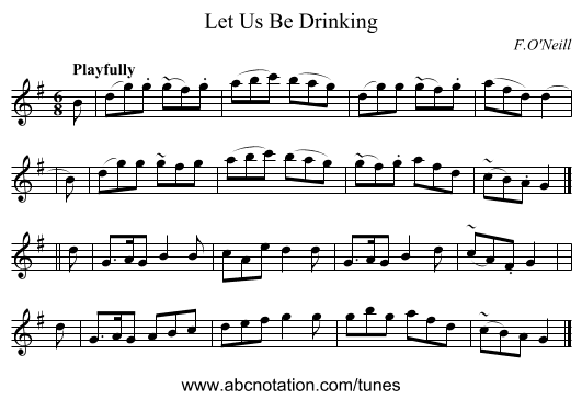 Let Us Be Drinking - staff notation