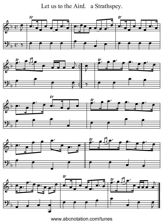 Let us to the Aird.   a Strathspey. - staff notation