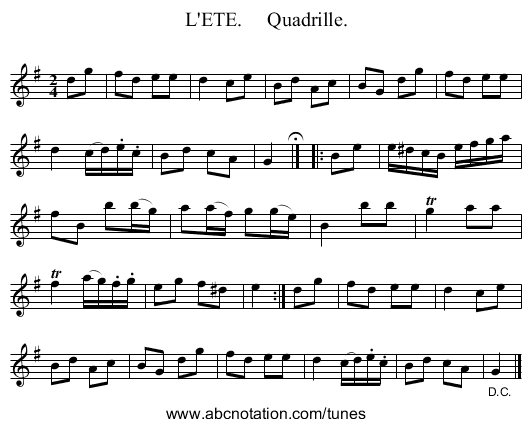 L'ETE.     Quadrille. - staff notation