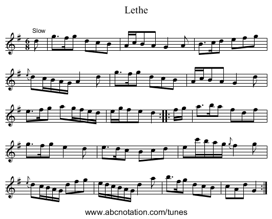Lethe - staff notation