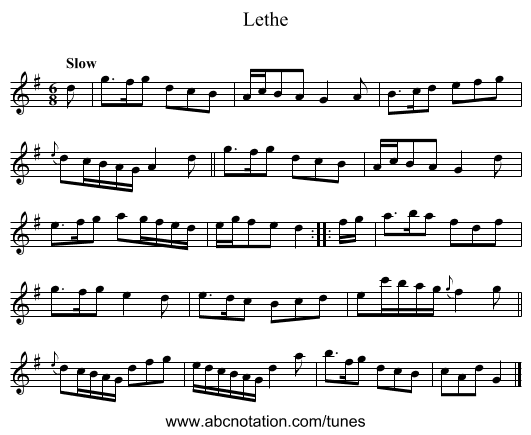 Lethe - staff notation