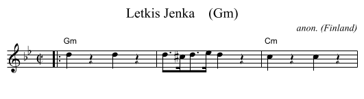 Letkis Jenka    (Gm) - staff notation