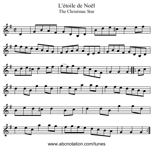 L'étoile de Noël - staff notation