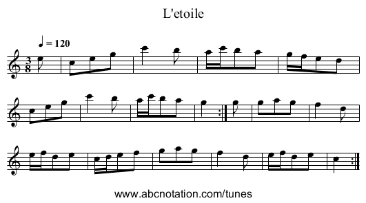 L'etoile - staff notation