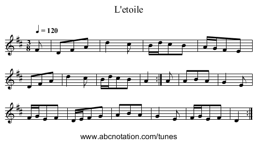 L'etoile - staff notation