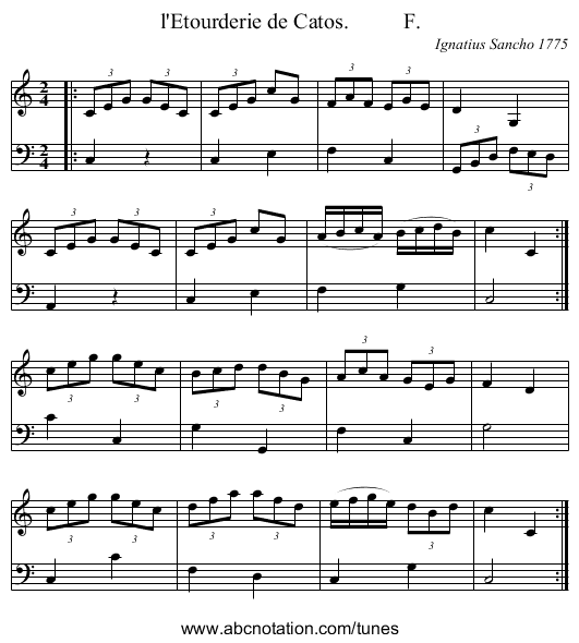 l'Etourderie de Catos.          F. - staff notation