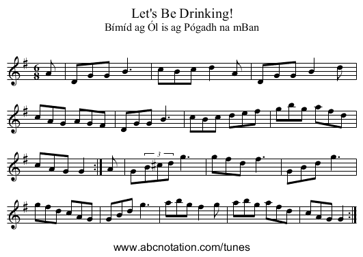 Let's Be Drinking! - staff notation