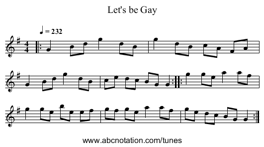 Let's be Gay - staff notation