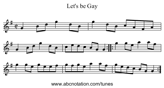 Let's be Gay - staff notation