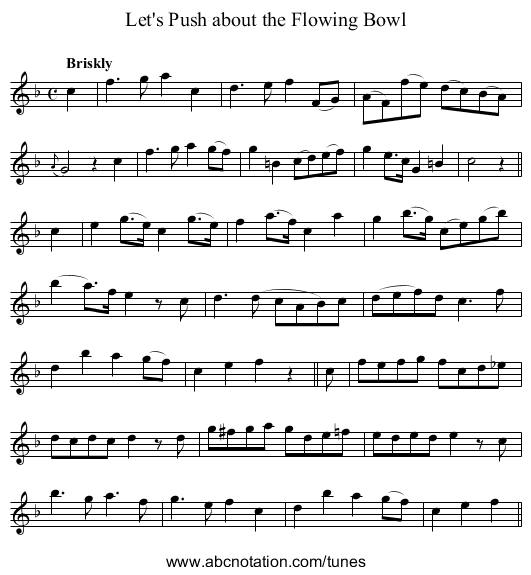 Let's Push about the Flowing Bowl - staff notation