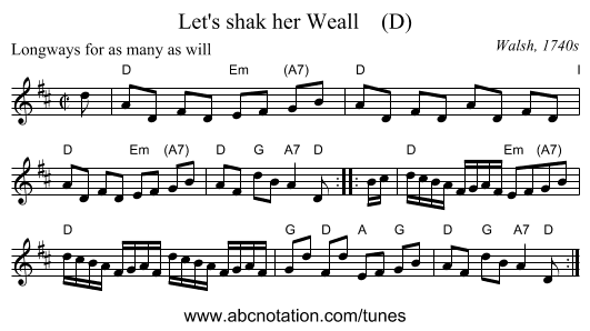 Let's shak her Weall    (D) - staff notation