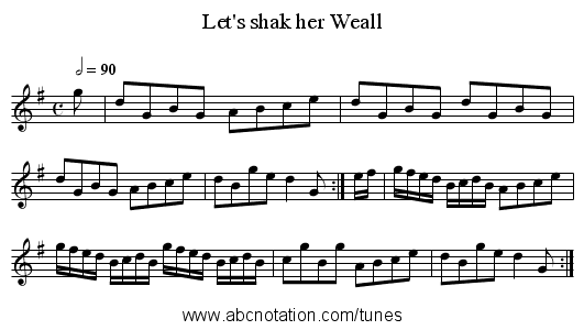 Let's shak her Weall - staff notation