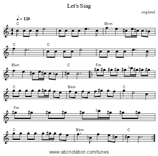 Let's Sing - staff notation