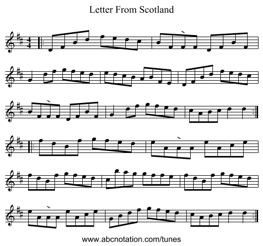 Letter From Scotland - staff notation