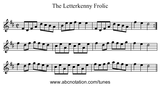 Letterkenny Frolic, The - staff notation