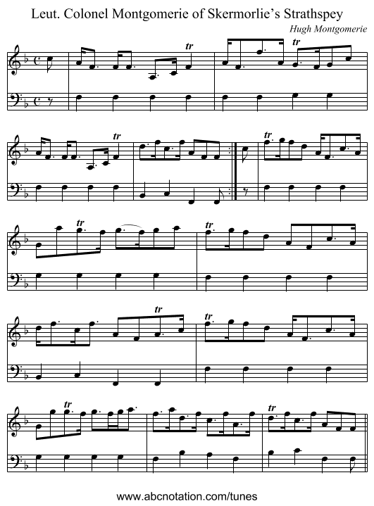 Leut. Colonel Montgomerie of Skermorlie’s Strathspey - staff notation