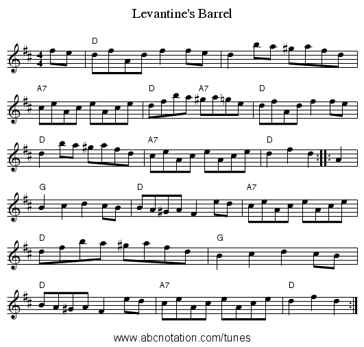Levantine's Barrel - staff notation