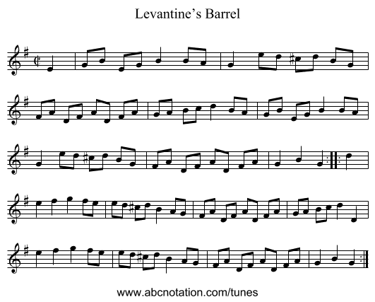 Levantine’s Barrel - staff notation