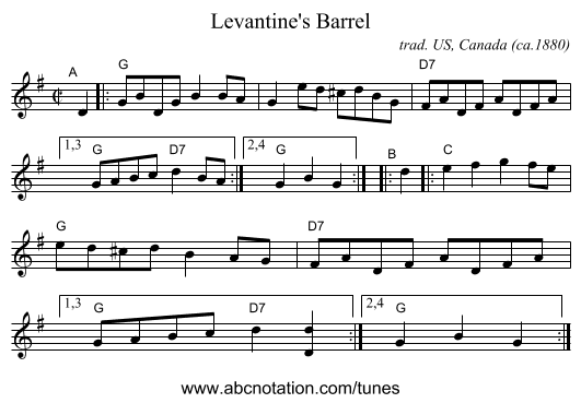 Levantine's Barrel - staff notation
