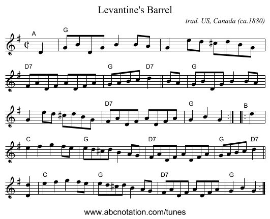Levantine's Barrel - staff notation