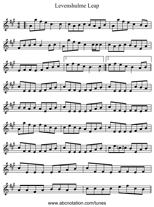 Levenshulme Leap - staff notation