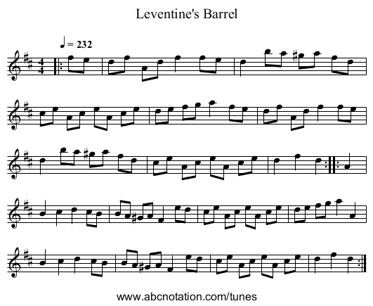 Leventine's Barrel - staff notation