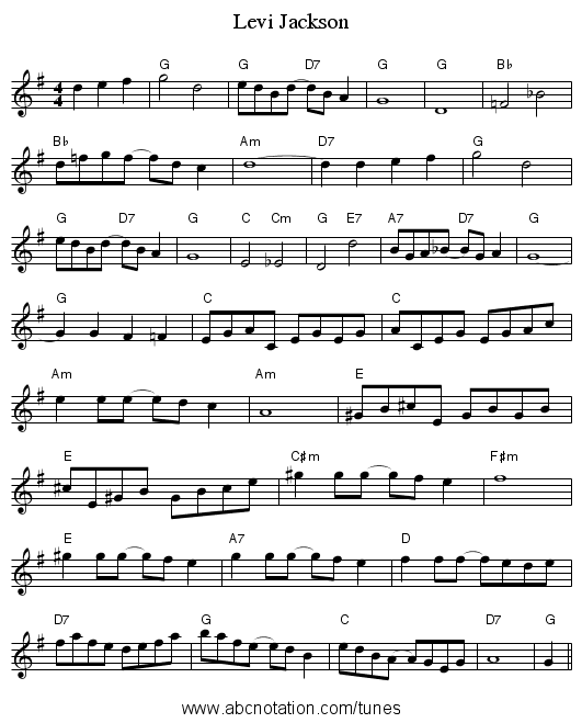 Levi Jackson - staff notation