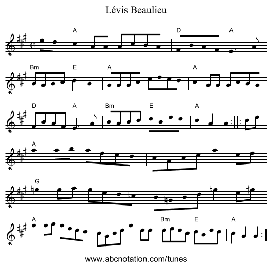 L&eacute;vis Beaulieu - staff notation