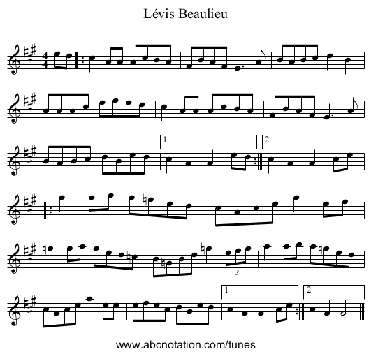 L&eacute;vis Beaulieu - staff notation
