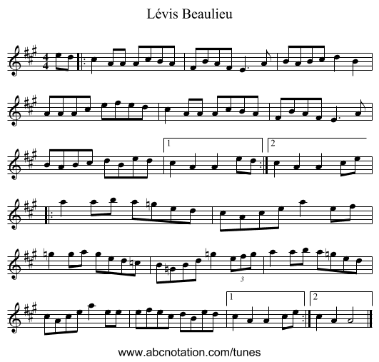 Lévis Beaulieu - staff notation